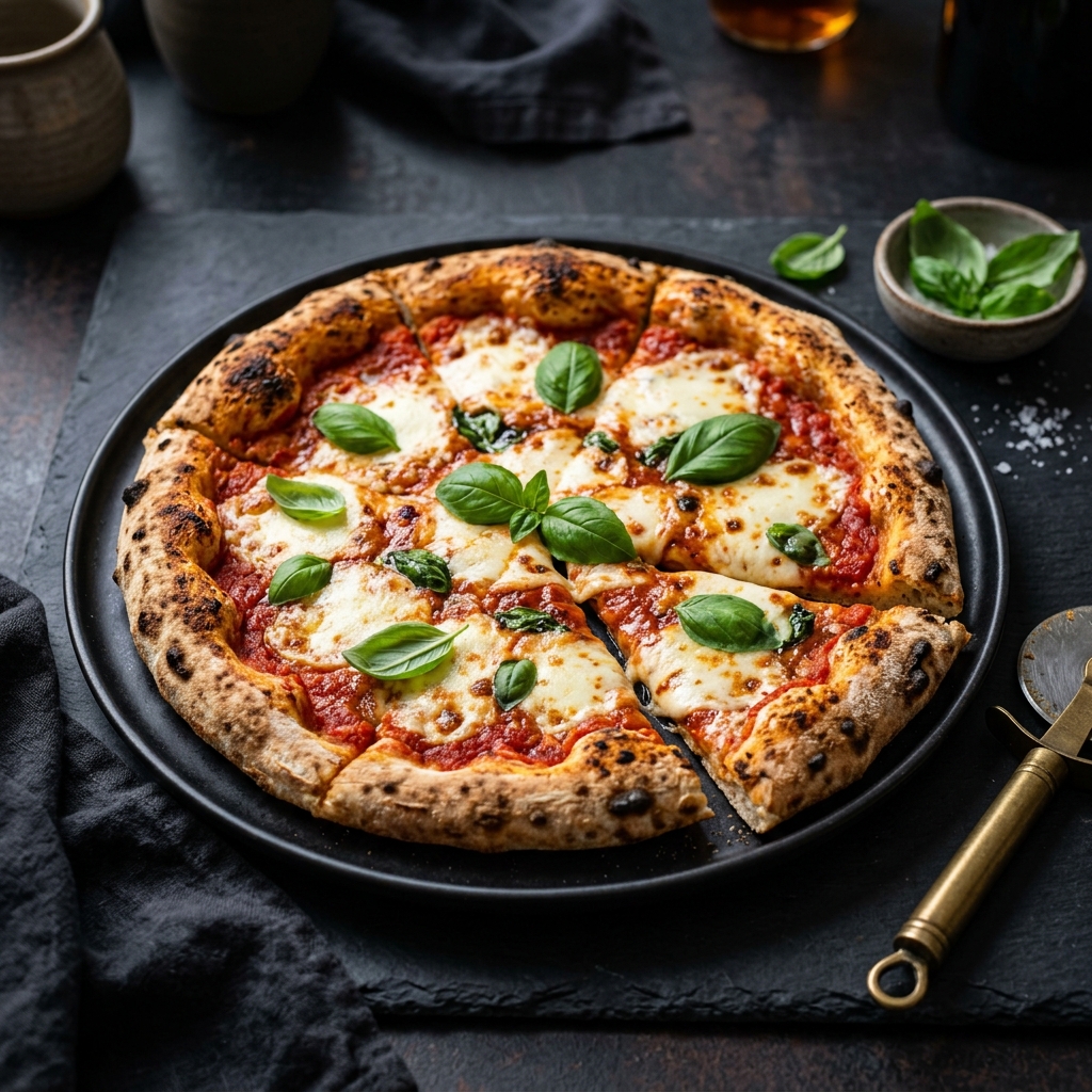 Freshly prepared delicious pizza