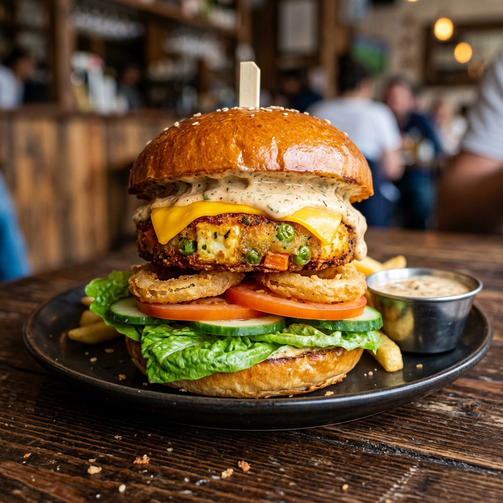 Loaded veg club burger